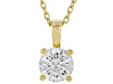 14K Yellow Gold Round IGI Certified Lab Grown Diamond Solitaire Pendant With Chain 1.0ct, F/VS2