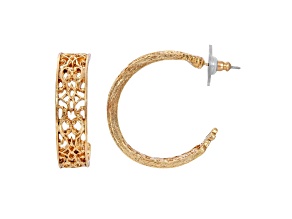 1928 Jewelry Gold-Tone Filigree Hoop Earrings