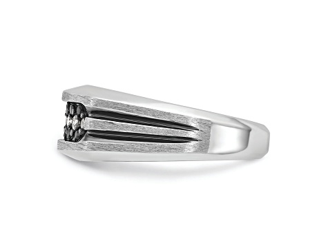 Rhodium Over 10K White Gold Men's Black and White Diamond Ring With Black Rhodium 0.55ctw