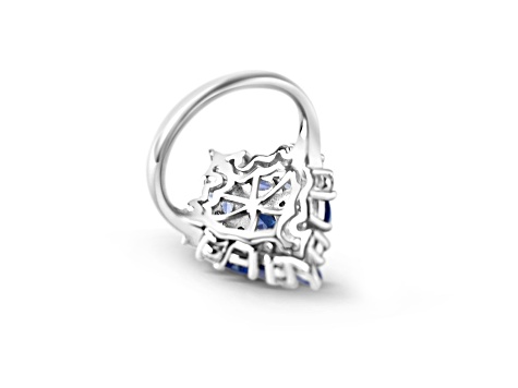 Rhodium Over Sterling Silver Marquise Tanzanite and White Zircon Ring 2.91ctw