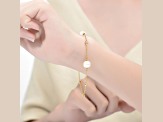 Freshwater Pearl & Cubic Zirconia, 14K Gold Plated over Sterling Silver Station Bracelet