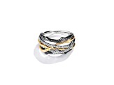 Star Wars™ Fine Jewelry The Dagobah White Diamond Rhodium Over Silver & 10k Yellow Gold Ring 0.15ctw