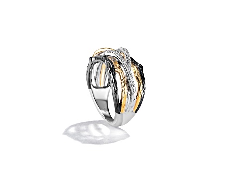 Star Wars™ Fine Jewelry The Dagobah White Diamond Rhodium Over Silver & 10k Yellow Gold Ring 0.15ctw