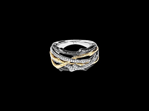 Star Wars™ Fine Jewelry The Dagobah White Diamond Rhodium Over Silver & 10k Yellow Gold Ring 0.15ctw