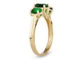 Emerald Simulant 3-Stone 10K Yellow Gold Ring 1.85ctw
