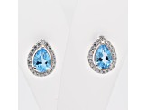 1.56ctw Pear Shaped Swiss Blue Topaz and Cubic Zirconia Rhodium Over Sterling Silver Earrings