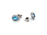 1.56ctw Pear Shaped Swiss Blue Topaz and Cubic Zirconia Rhodium Over Sterling Silver Earrings