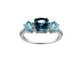 London Blue Topaz Sterling Silver Ring 2.85ctw