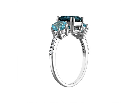 London Blue Topaz Sterling Silver Ring 2.85ctw