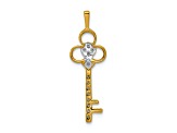 Rhodium Over 14K Yellow Gold with White Rhodium Diamond Club Key Pendant