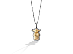 Star Wars™ Fine Jewelry The Jedi™ Master Diamond Rhodium Over Silver With 10k Gold Pendant 0.10ctw
