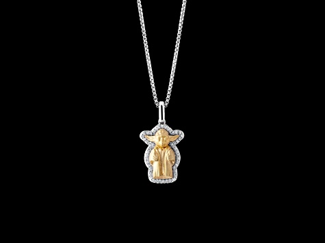 Star Wars™ Fine Jewelry The Jedi™ Master Diamond Rhodium Over Silver With 10k Gold Pendant 0.10ctw