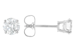 Certified Round White Lab-Grown Diamond F-G SI 14k White Gold 4-Prong Stud Earrings 0.75ctw