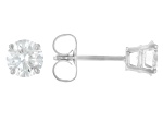 Certified Round White Lab-Grown Diamond F-G SI 14K White Gold Solitaire Stud Earrings 0.75ctw