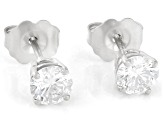 14k White Gold 0.75ctw Round White IGI Card Cert Lab-Grown Diamond Solitaire Earrings F-G/VS2-SI1