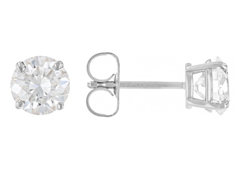 14k White Gold 1.50ctw Round White IGI Card Cert Lab-Grown Diamond Solitaire Earrings F-G/VS2-SI1