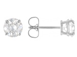 Certified Round White Lab-Grown Diamond F-G SI 14K White Gold Solitaire Stud Earrings 1.50ctw