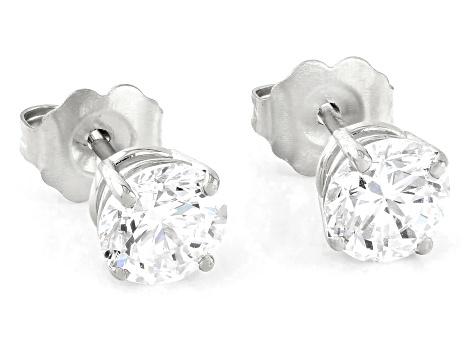 14k White Gold 1.50ctw Round White IGI Card Cert Lab-Grown Diamond Solitaire Earrings F-G/VS2-SI1