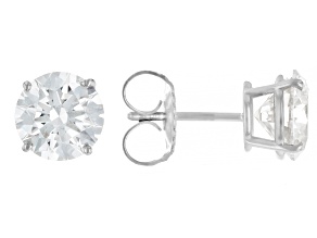 Certified Round White Lab-Grown Diamond F VS1 14k White Gold 4-Prong Stud Earrings 3.00ctw