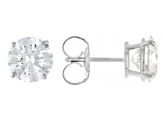 14k White Gold 3.00ctw Round White IGI Certified Lab-Grown Diamond Solitaire Earrings F/VS1