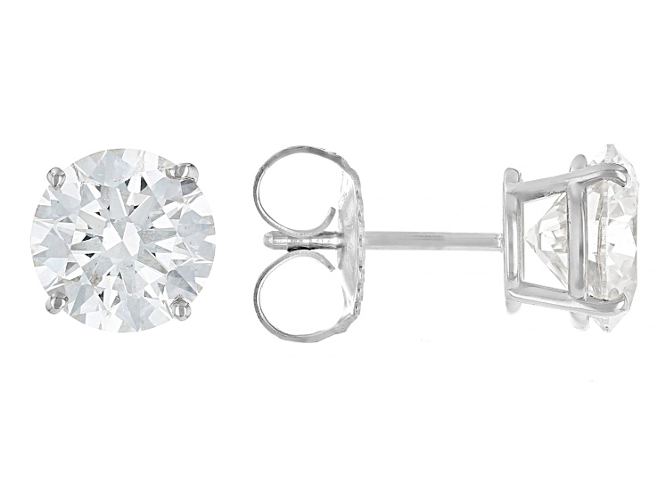 Certified Round White Lab-Grown Diamond F VS1 14K White Gold Solitaire Stud Earrings 3.00ctw