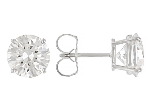 14k White Gold 4.00ctw Round White IGI Certified Lab-Grown Diamond Solitaire Earrings F/VS1