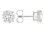 Certified Round White Lab-Grown Diamond F VS1 14K White Gold Solitaire Stud Earrings 4.00ctw