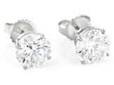 14k White Gold 4.00ctw Round White IGI Certified Lab-Grown Diamond Solitaire Earrings F/VS1