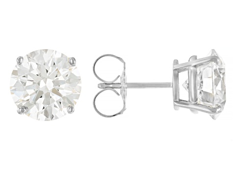 14k White Gold 5.00ctw Round White IGI Certified Lab-Grown Diamond Solitaire Earrings F/VS1