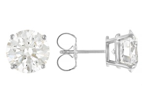14k White Gold 5.00ctw Round White IGI Certified Lab-Grown Diamond Solitaire Earrings F/VS1