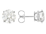 Certified Round White Lab-Grown Diamond F VS1 14K White Gold Solitaire Stud Earrings 5.00ctw
