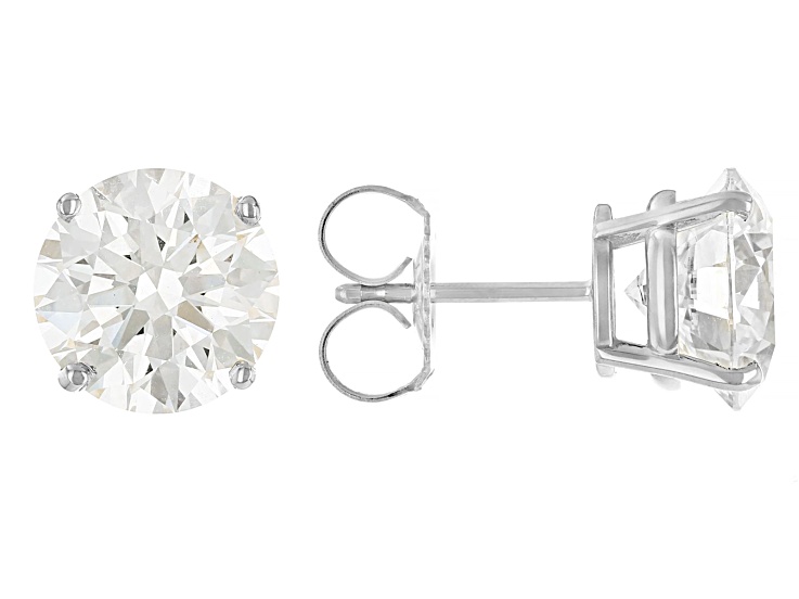 Certified Round White Lab-Grown Diamond F VS1 14K White Gold Solitaire Stud Earrings 5.00ctw