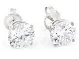 14k White Gold 5.00ctw Round White IGI Certified Lab-Grown Diamond Solitaire Earrings F/VS1