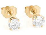 14k Yellow Gold 0.75ctw Round White IGI Card Cert Lab-Grown Diamond Solitaire Earrings F-G/VS2-SI1