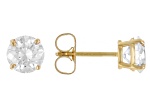 Certified Round White Lab-Grown Diamond F-G SI 14K Yellow Gold Solitaire Stud Earrings 1.50ctw