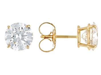 White Lab-Grown Diamond G VS 10k Yellow Gold Stud Earrings 2.00ctw