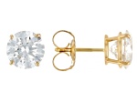 Certified Round White Lab-Grown Diamond F VS1 14K Yellow Gold Solitaire Stud Earrings 3.00ctw