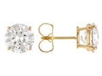 Certified Round White Lab-Grown Diamond F VS1 14K Yellow Gold Solitaire Stud Earrings 4.00ctw