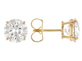 14k Yellow Gold 4.00ctw Round White IGI Certified Lab-Grown Diamond Solitaire Earrings F/VS1