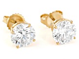 14k Yellow Gold 4.00ctw Round White IGI Certified Lab-Grown Diamond Solitaire Earrings F/VS1