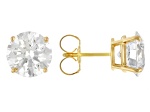 Certified Round White Lab-Grown Diamond F VS1 14K Yellow Gold Solitaire Stud Earrings 5.00ctw