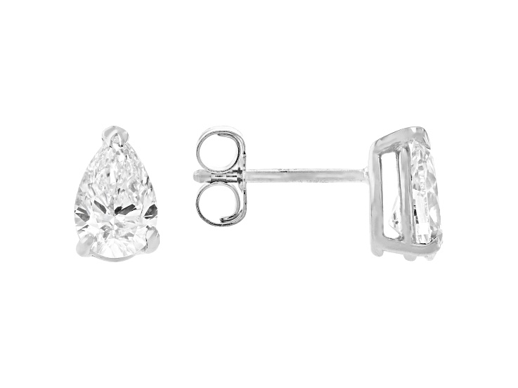 Certified Pear Shape Lab-Grown Diamond F-G SI 14K WG Martini Solitaire Stud Earrings 1.00ctw