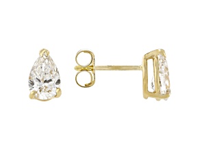 Certified Pear Shape Lab-Grown Diamond F-G SI 14K YG Martini Solitaire Stud Earrings 1.00ctw