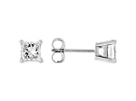 Certified Princess Cut White Lab-Grown Diamond F-G SI 14K WG Solitaire Stud Earrings 1.00ctw