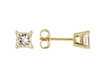 Certified Princess Cut White Lab-Grown Diamond F-G SI 14K YG Solitaire Stud Earrings 1.00ctw