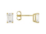 Certified Emerald Cut White Lab-Grown Diamond F-G SI 14K Yellow Gold Solitaire Stud Earrings 1.00ctw