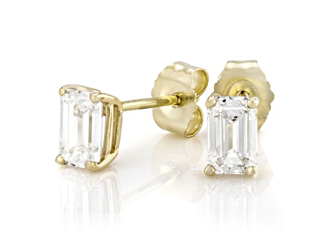 Certified Emerald Cut White Lab-Grown Diamond F VS1 14k White Gold 4-Prong Stud Earrings 3.00ctw