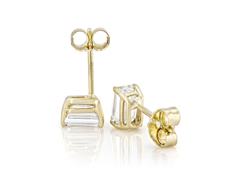 Certified Emerald Cut White Lab-Grown Diamond F VS1 14k White Gold 4-Prong Stud Earrings 3.00ctw