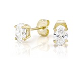 Certified Oval White Lab-Grown Diamond F-G SI 14K Yellow Gold Solitaire Stud Earrings 1.00ctw