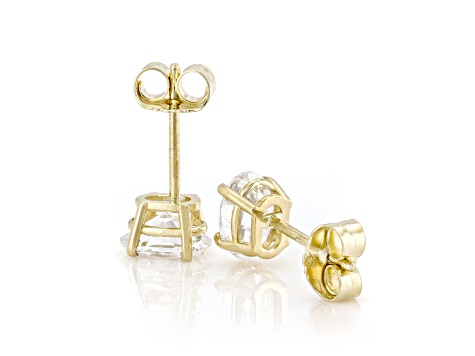 Certified Oval White Lab-Grown Diamond F-G SI 14K Yellow Gold Solitaire Stud Earrings 1.00ctw